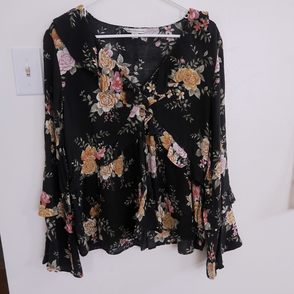 Floral Boho Ruffle Blouse